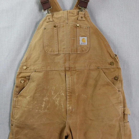 Vintage Carhartt Duck Overalls Men’s 42x30 Brown Workwear USA Made Distressed - Picture 6 of 16
